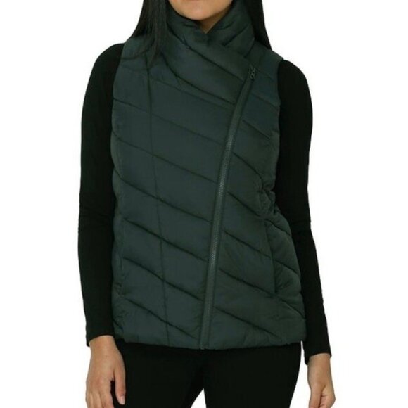 Nicole Miller Jackets & Blazers - Nicole Miller Women’s Asymetrical Zipper Vest Large Gray Quilted Winter Outdoor